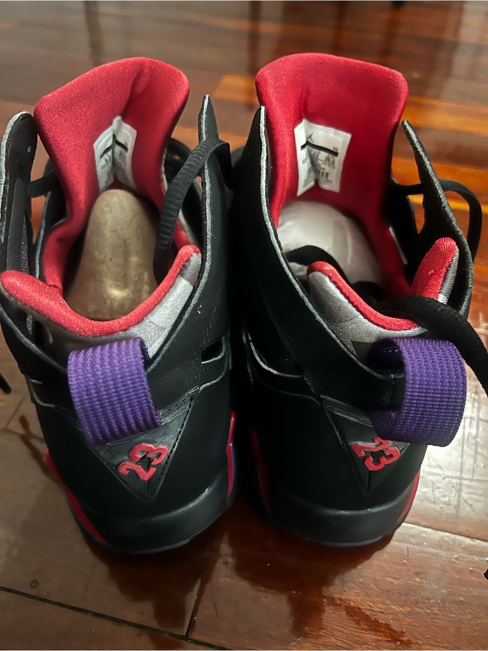 Jordan Black with Red and Purple High-Top Sneakers - Picture 2 of 6